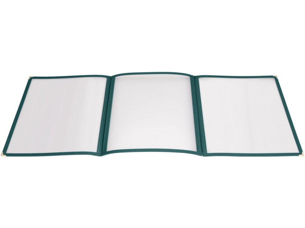 Winco PMCT-9G Triple Fold 9-1/2" x 12-1/8" Green Menu Cover