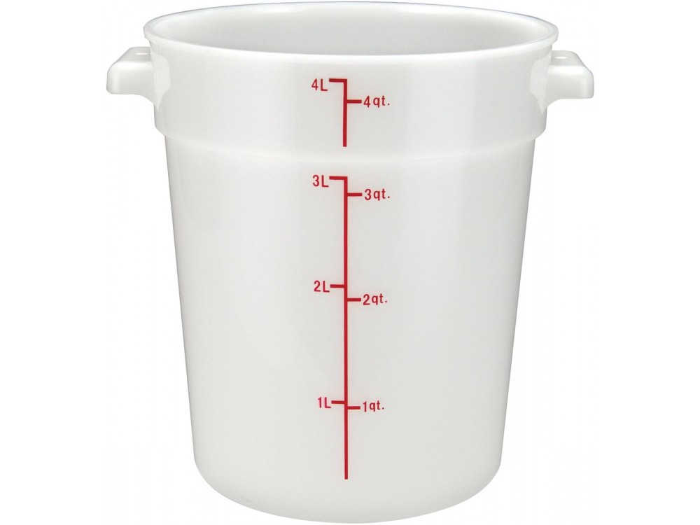 Winco PPRC-4W White Polypropylene 4 Quart Round Storage Container