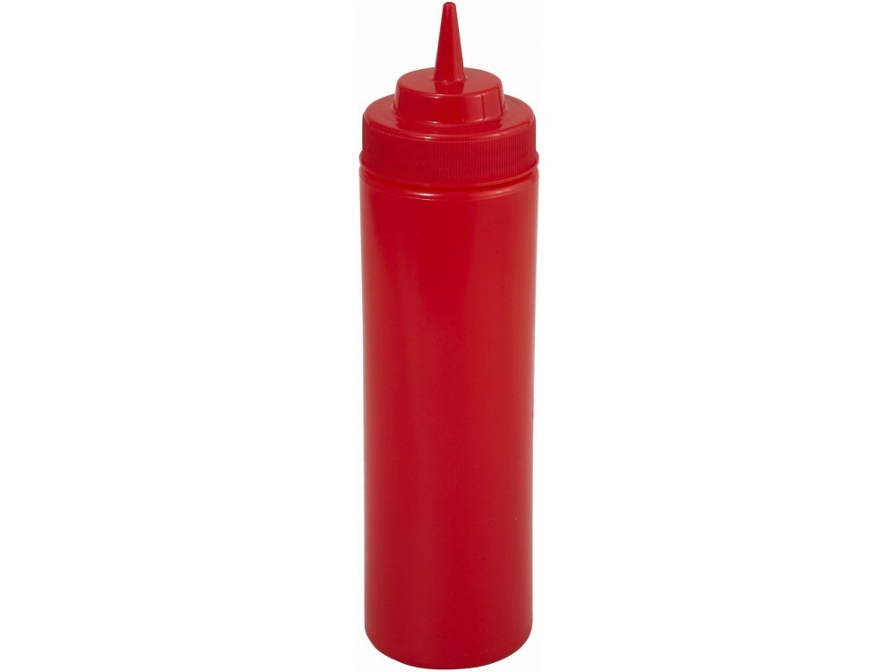 Winco PSW-12R Wide Mouth Red 6pcs/pk 12oz Squeeze Bottles