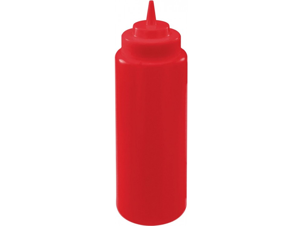 Winco PSW-32R Wide Mouth Red 6pcs/pk 32oz Squeeze Bottles