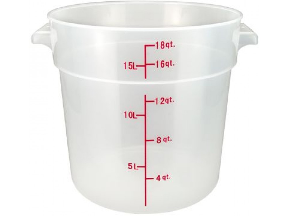 Winco PTRC-18 18 Qt Translucent Polypropylene Round Storage Container