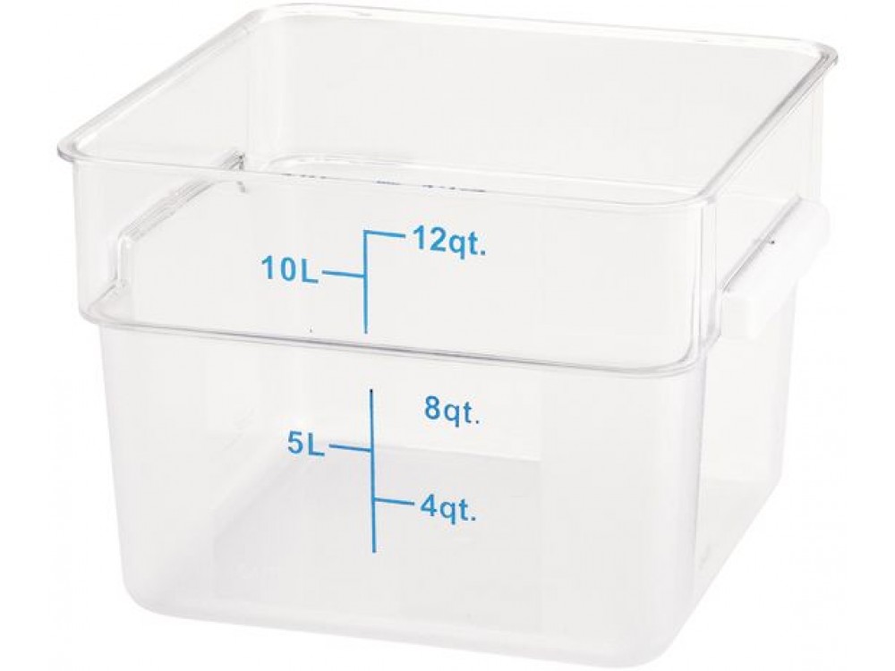 Winco PTSC-12 12 Qt Translucent Polypropylene Square Storage Container