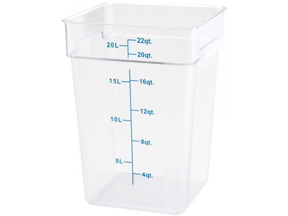 Winco PTSC-22 22 Qt Translucent Polypropylene Square Storage Container