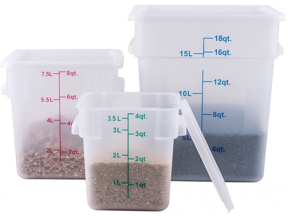 Winco PTSC-8 Translucent Polypropylene 8 Quart Square Storage Container