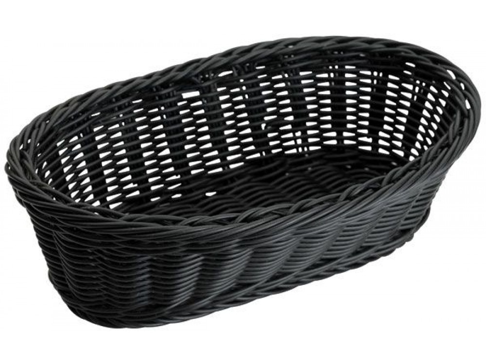 Winco PWBK-94B Oval 9" x 4-1/2" x 3" Black 6pcs/pk Poly Woven Baskets