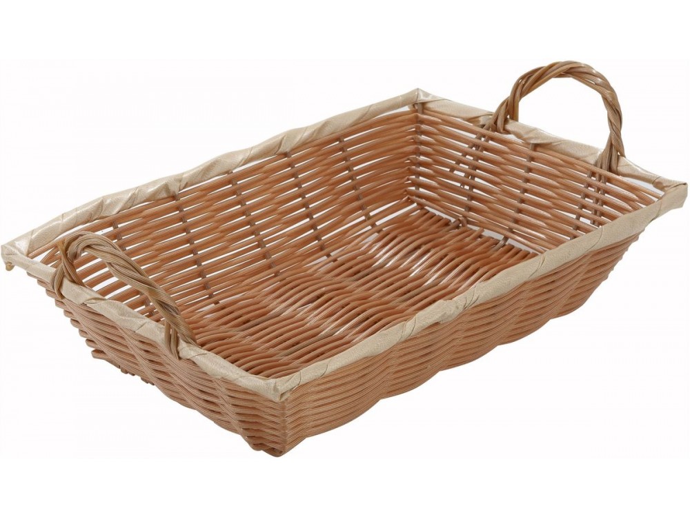 Winco PWBN-12B Rectangular with Handles 12" x 8" x 3" Natural Poly Woven Basket