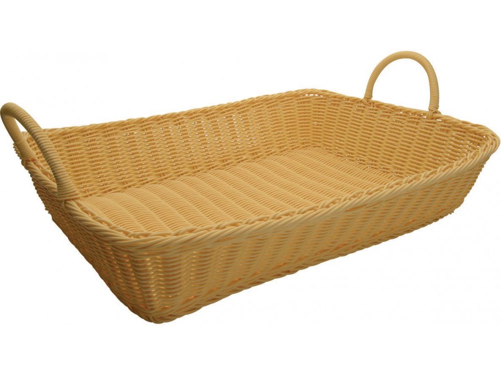 Winco PWBN-1914T Rectangular with Handles 19" x 14" x 4" Natural 3pcs/pk Poly Woven Baskets