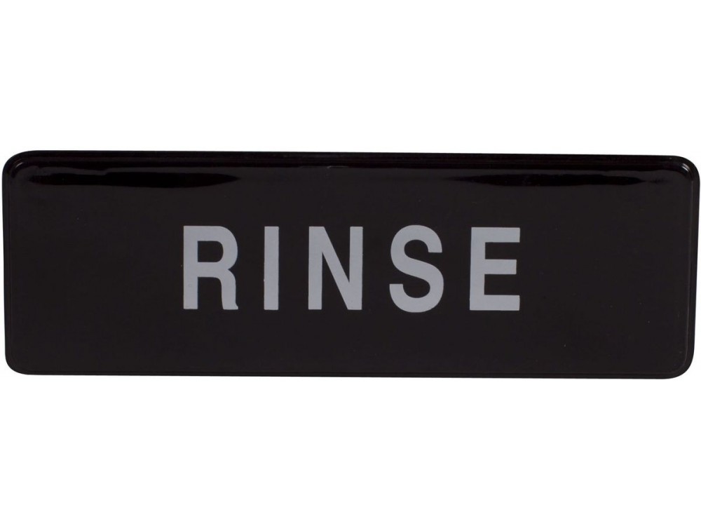 Winco SGN-327 3" x 9" Black Rinse Information Sign