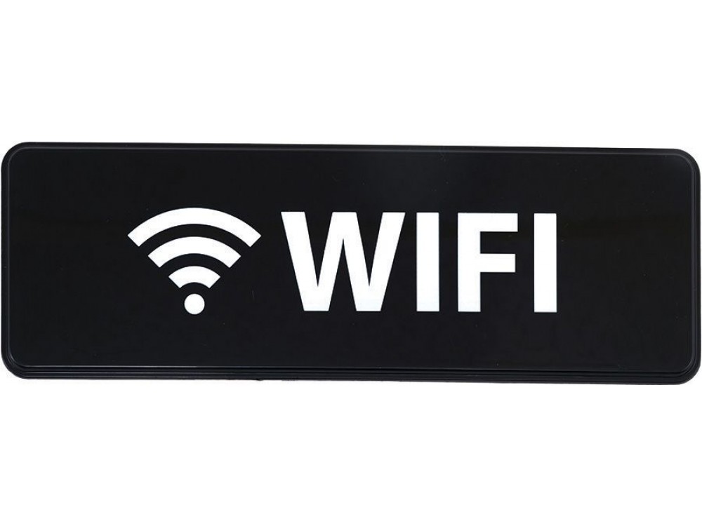 Winco SGN-330 3" x 9" Black WiFi Information Sign