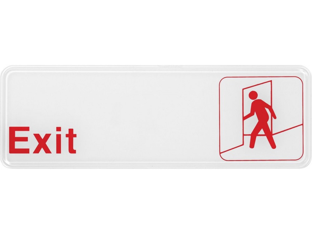 Winco SGN-381W 3" x 9" White Exit Information Sign