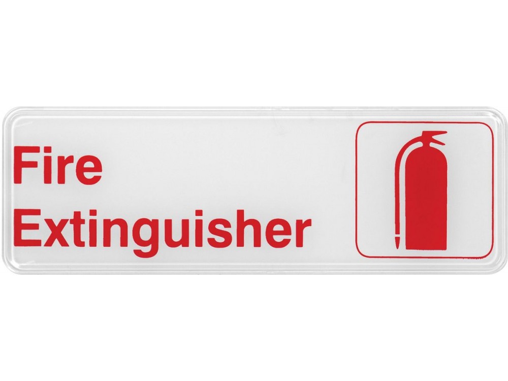 Winco SGN-382W 3" x 9" White Fire Extinguisher Information Sign