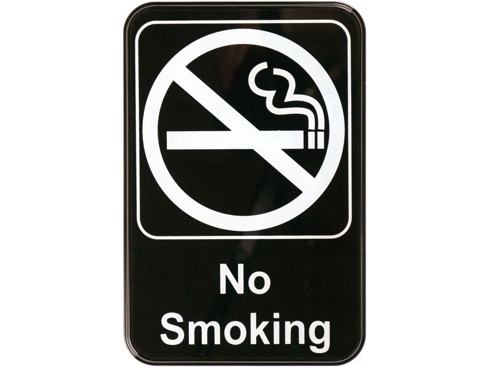 Winco SGN-601 6" x 9" Black No Smoking Information Sign