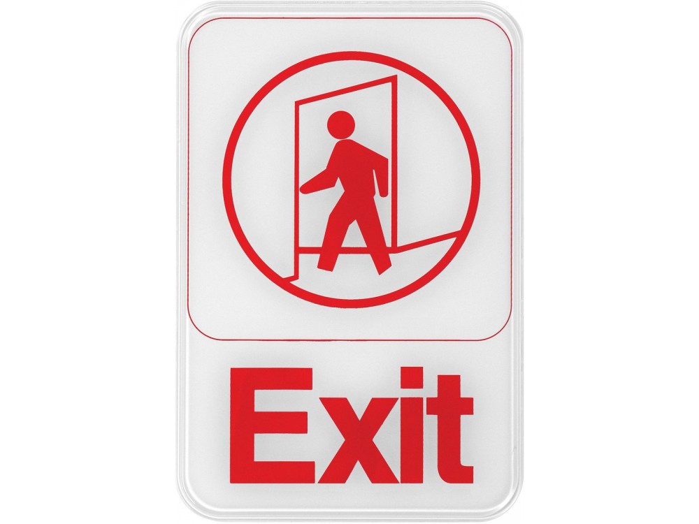 Winco SGN-681W 6" x 9" White Exit Information Sign