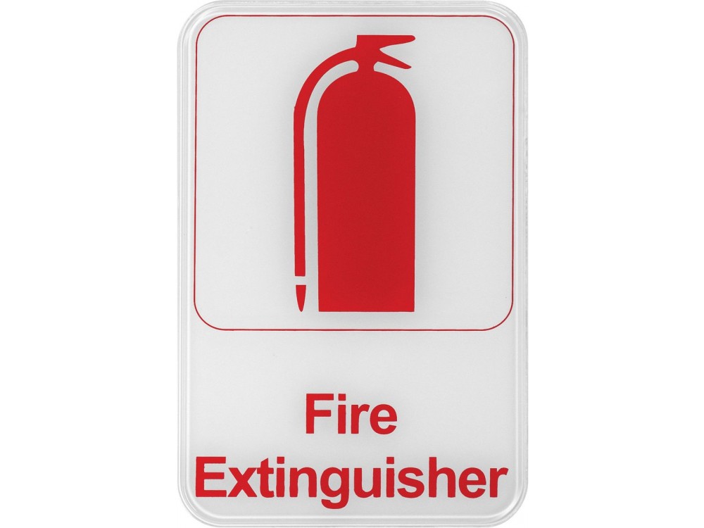 Winco SGN-682W 6" x 9" White Fire Extinguisher Information Sign