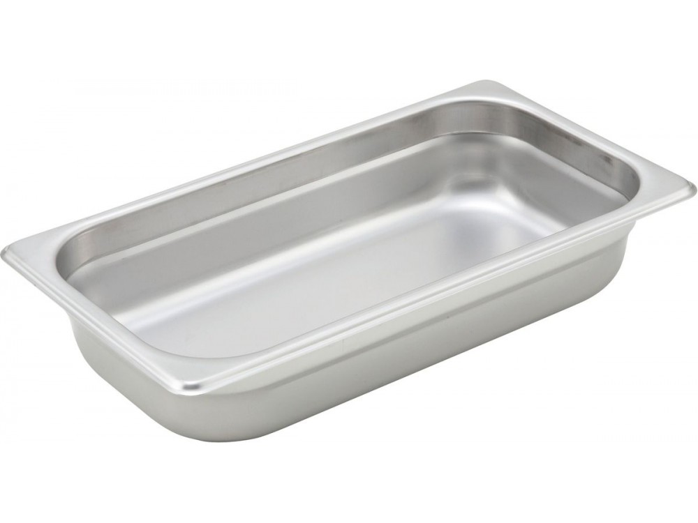 Winco SPJH-302 1/3 Size 2-1/2" 22 Ga Stainless Steel Anti-jam Steam Pan