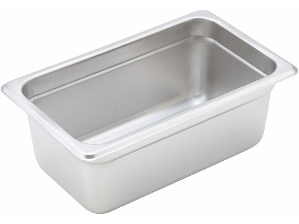 Winco SPJH-404 1/4 Size 4" 22 Ga Stainless Steel Anti-jam Steam Pan