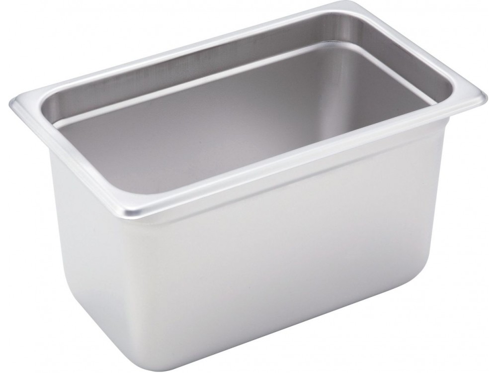 Winco SPJH-406 1/4 Size 6" 22 Ga Stainless Steel Anti-jam Steam Pan