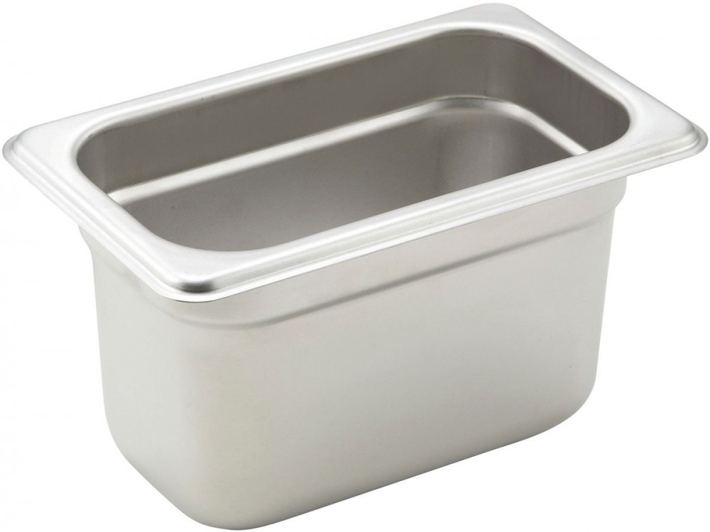 Winco SPJH-904 1/9 Size 4" 22 Ga Stainless Steel Anti-jam Steam Pan