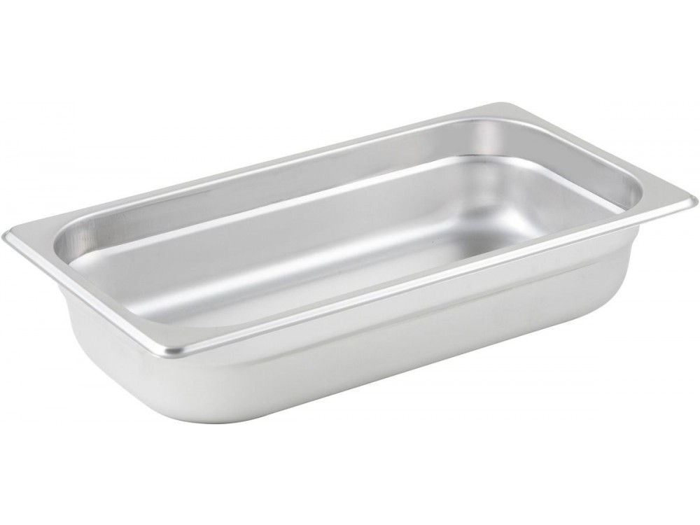 Winco SPJL-302 1/3 Size 2-1/2" 25 Ga Stainless Steel Anti-jam Steam Pan