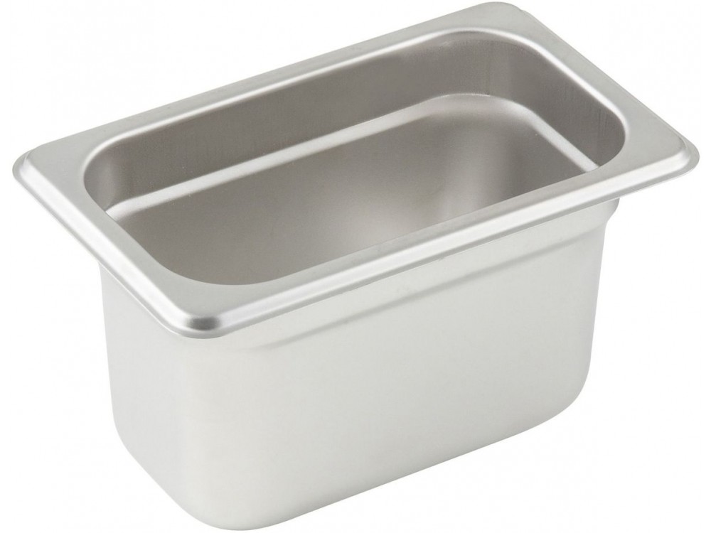Winco SPJL-904 1/9 Size 4" 25 Ga Stainless Steel Anti-jam Steam Pan