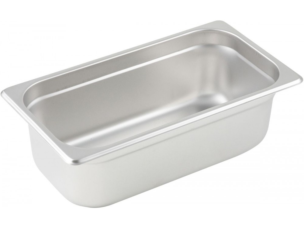Winco SPJM-304 1/3 Size 4" 24 Ga Stainless Steel Anti-jam Steam Pan
