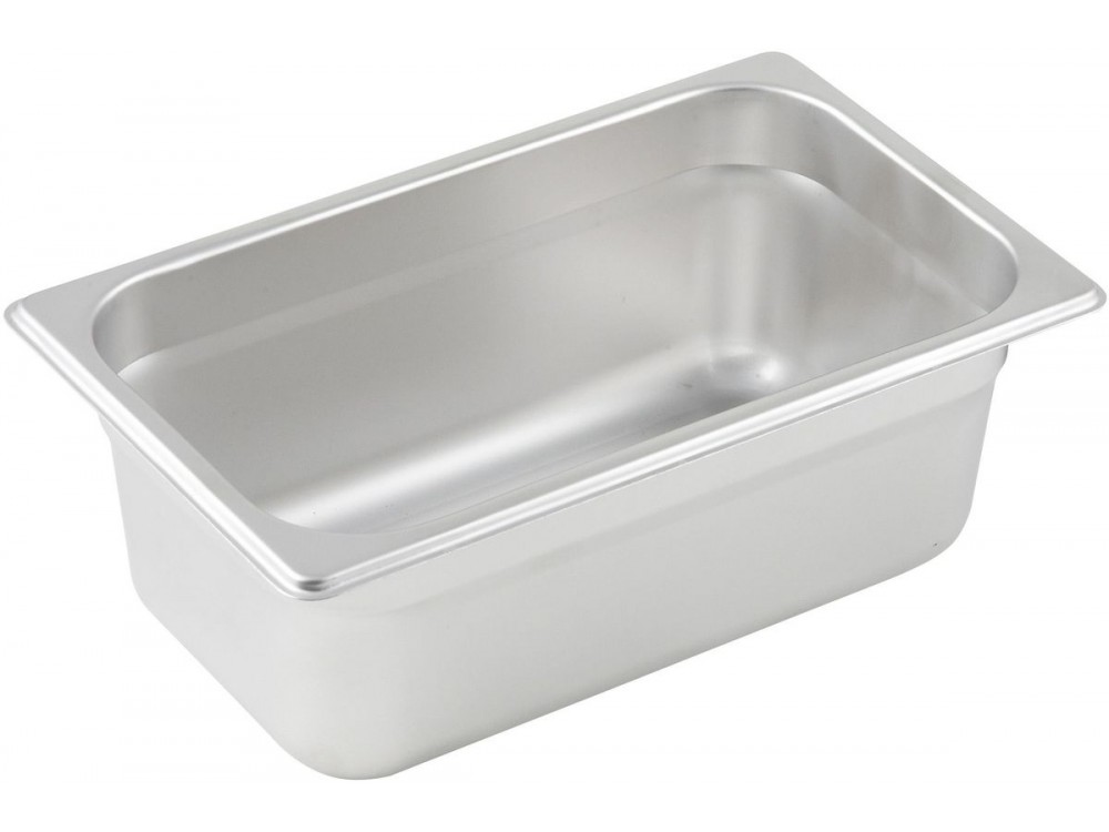 Winco SPJP-404 1/4 Size 4" 23 Ga Stainless Steel Anti-jam Steam Pan