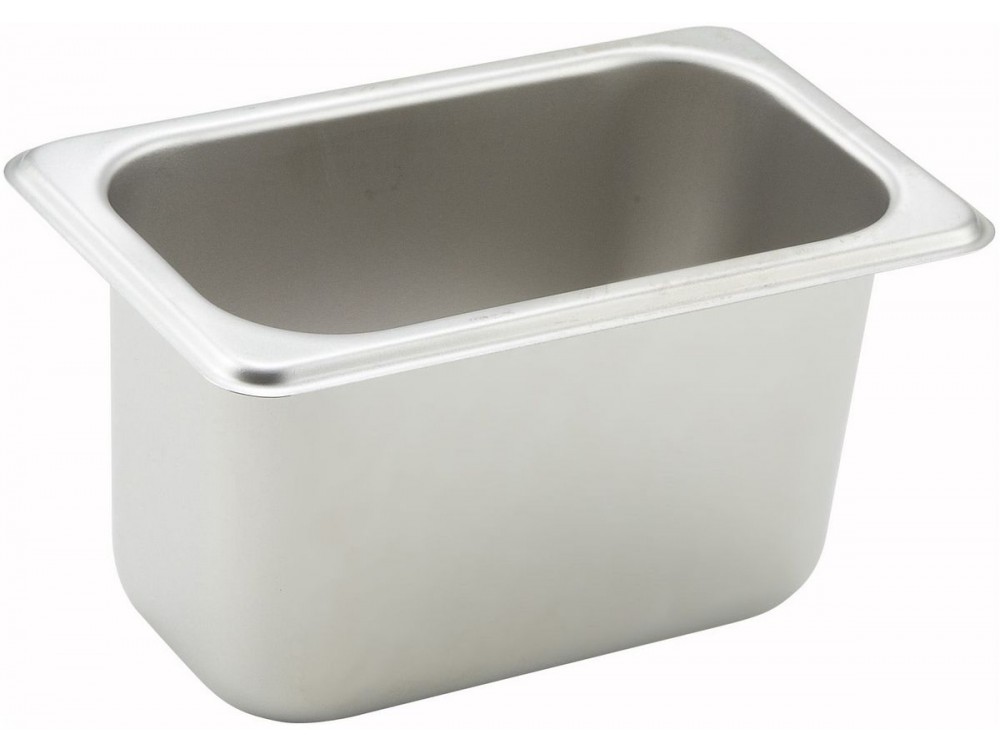 Winco SPN4 1/9 Size 4" 25 Ga Stainless Steel Straight-sided Steam Pan