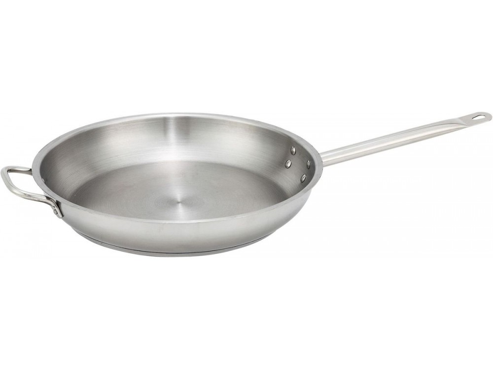 Winco SSFP-14 14" Stainless Steel Fry Pan with Helper Handle