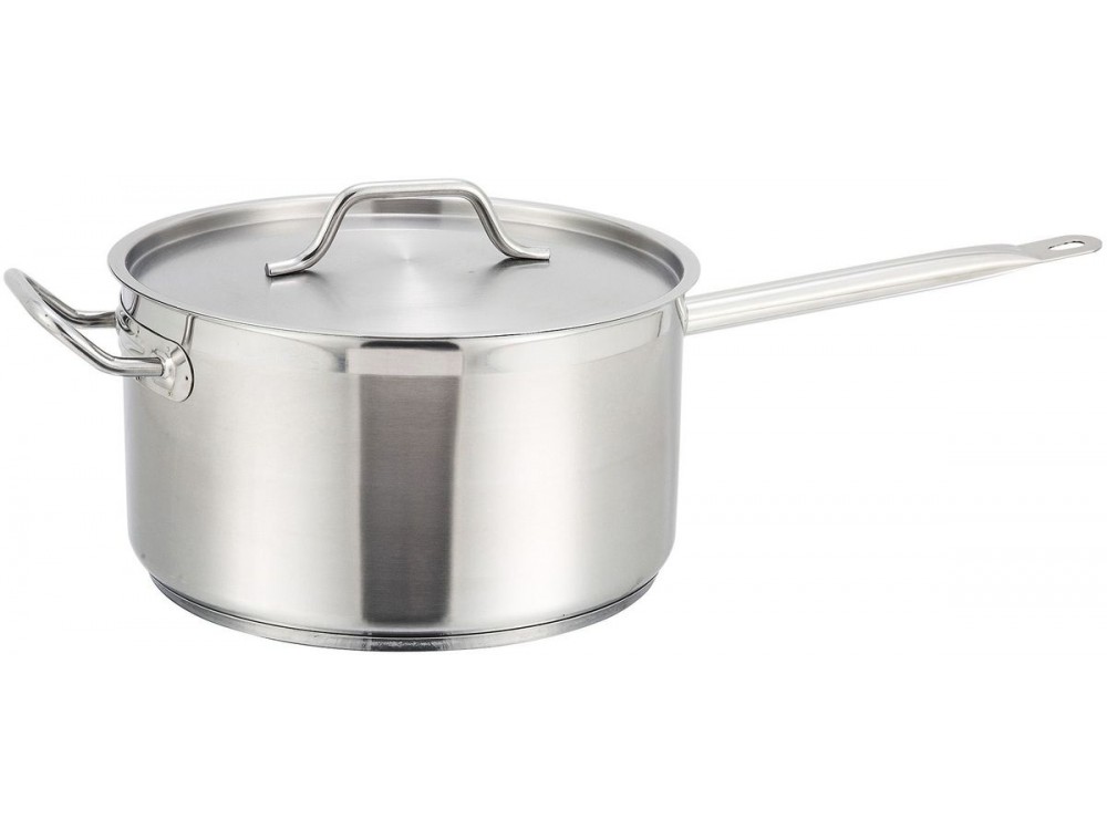 Winco SSSP-7 7-1/2 Quart Stainless Steel Sauce Pan with Cover