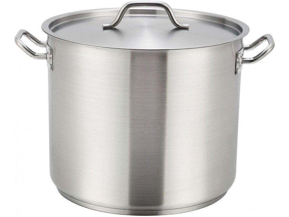 Winco SST-32 32 Quart Stainless Steel Stock Pot with Cover