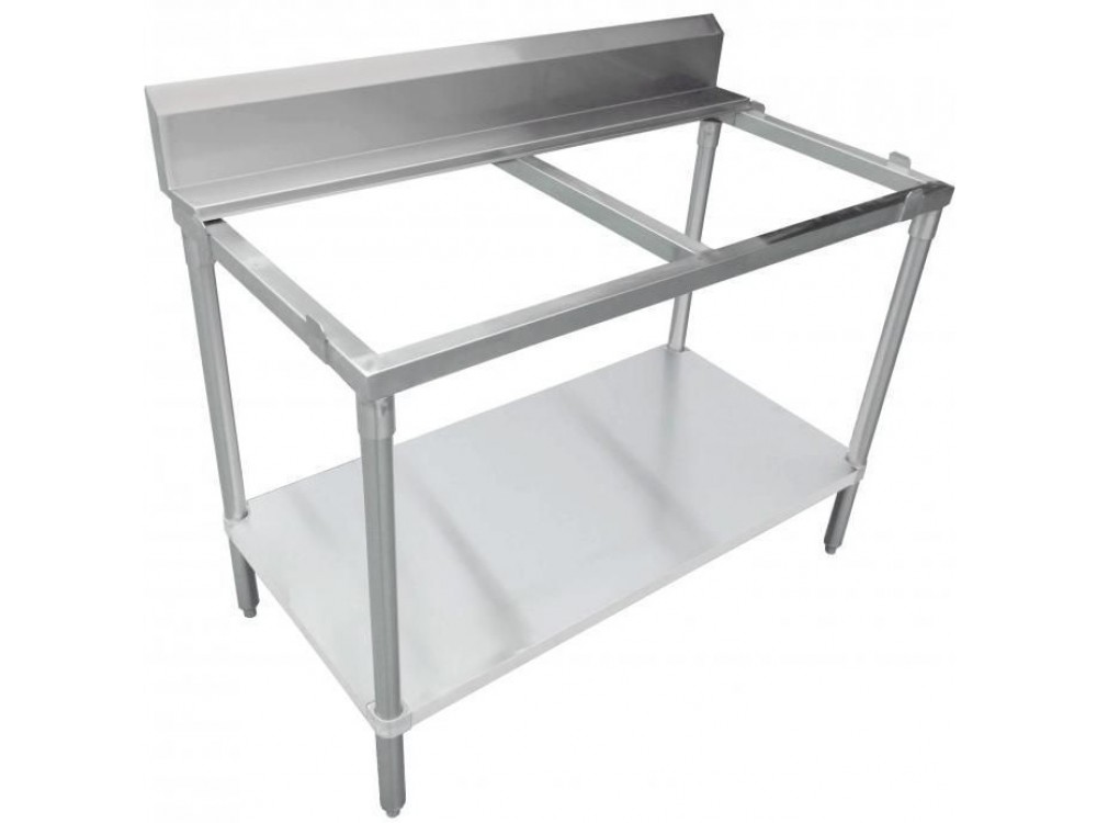 Omcan 41275 30" x 36" Solid Poly Top Table Frame with 6" Backsplash