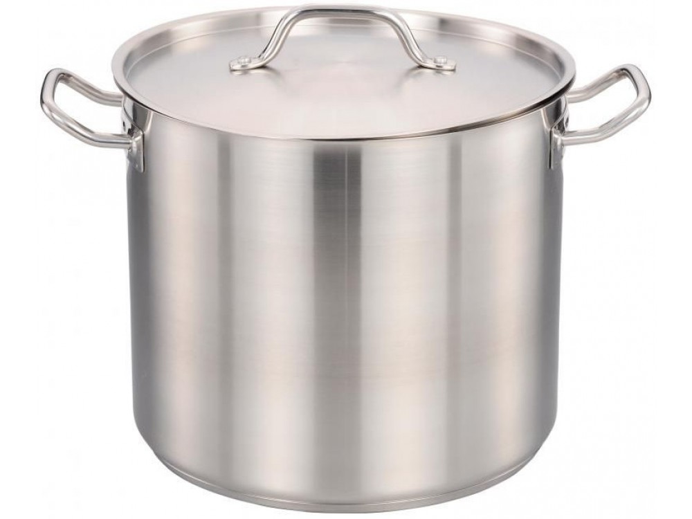 Omcan 80444 60 QT Stainless Steel Stock Pot with Cover