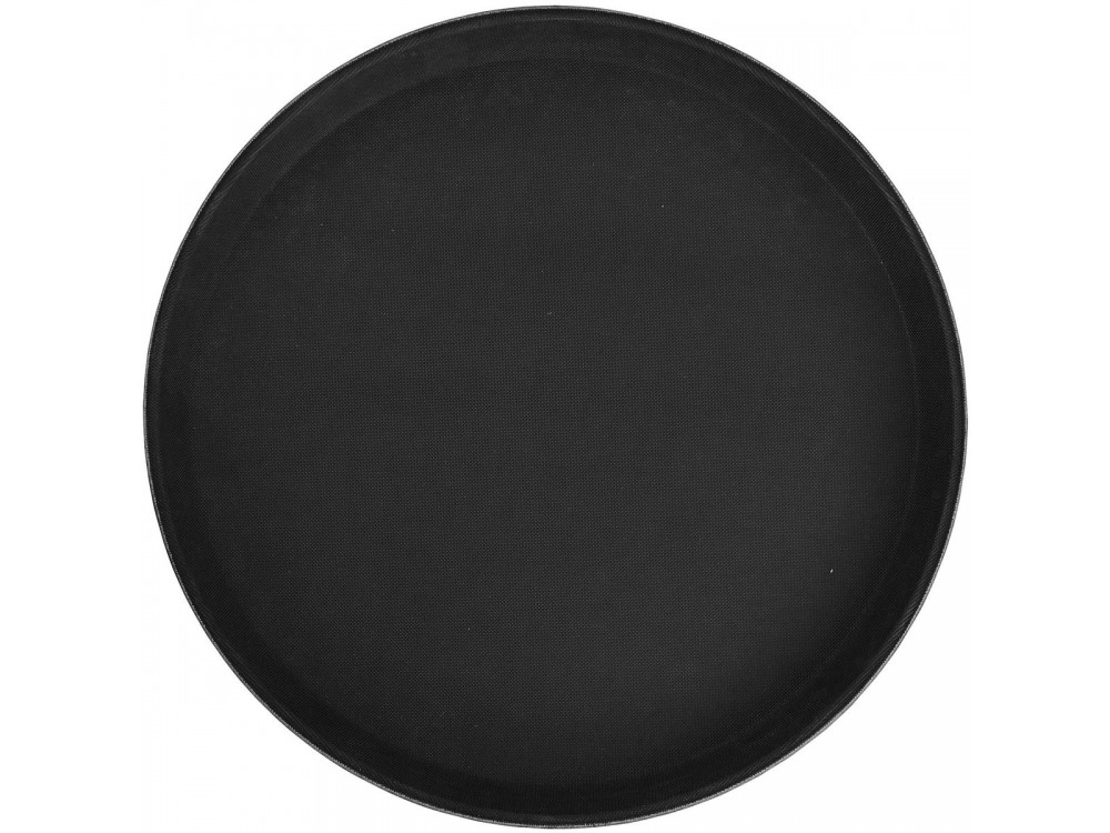 Winco TFG-11K Non-slip Black Round 11" Premium Fiberglass Tray