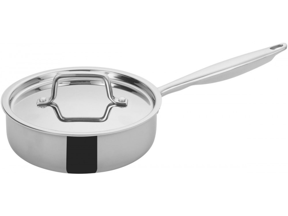 Winco TGET-2 TRI-GEN 2 Quart 8" Diameter Tri-Ply Saute Pan with Cover