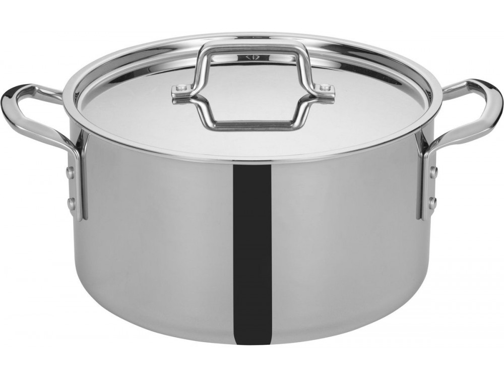 Winco TGSP-12 TRI-GEN 12 Quart 12" Diameter Tri-Ply Stock Pot with Cover