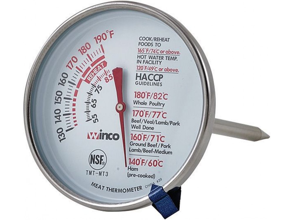 Winco TMT-MT3 3" Dial 5" Probe Meat Thermometer