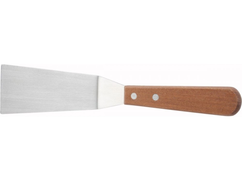 Winco TN165 Wooden Handle 4-1/4" x 2-1/8" Blade Grill Spatula with Offset