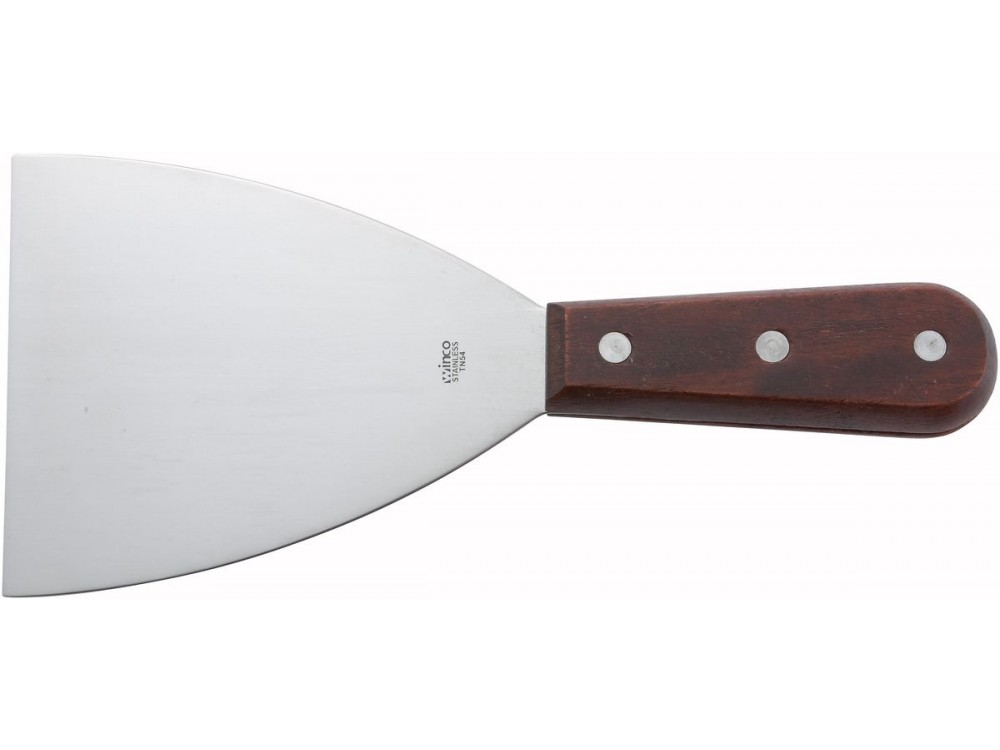Winco TN54 Wooden Handle 4-5/8" x 3" Blade Mirror Finish Scraper