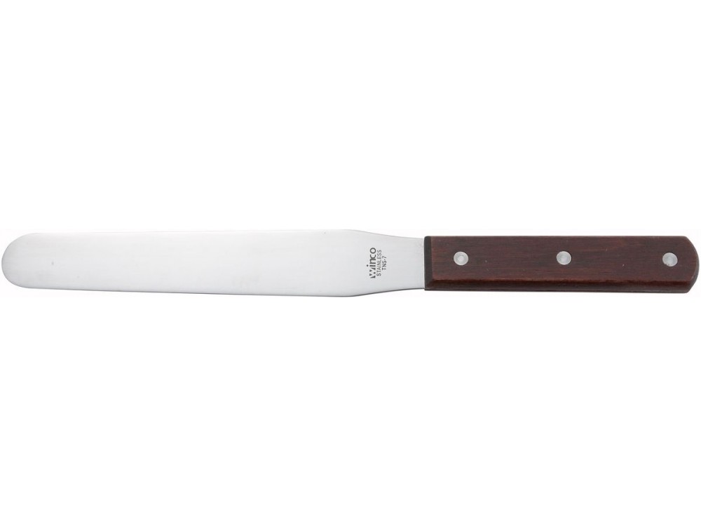 Winco TNS-7 Wooden Handle 7-7/8" x 1-1/4" Blade Bakery Spatula