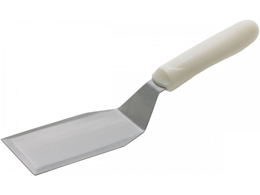 Winco TWP-61 White Polypropylene Handle 5-1/8" x 2-7/8" Blade Hamburger Turner with Offset
