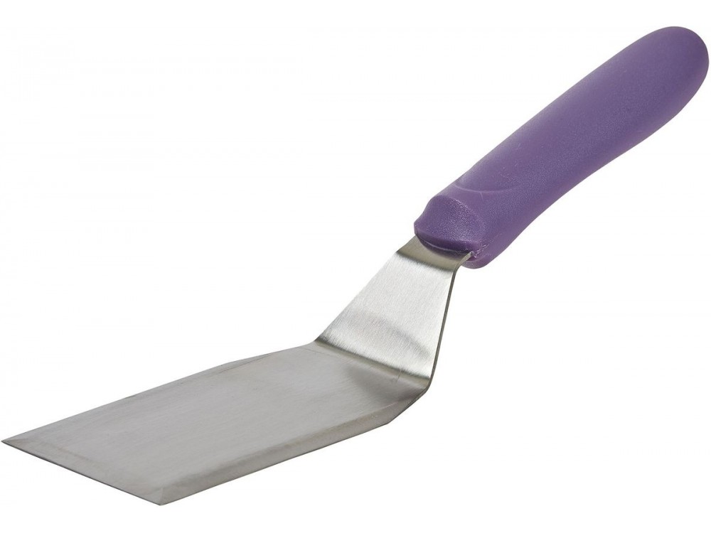 Winco TWP-61P Purple Polypropylene Handle 5-1/8" x 2-7/8" Blade Allergen Free Hamburger Turner with Offset