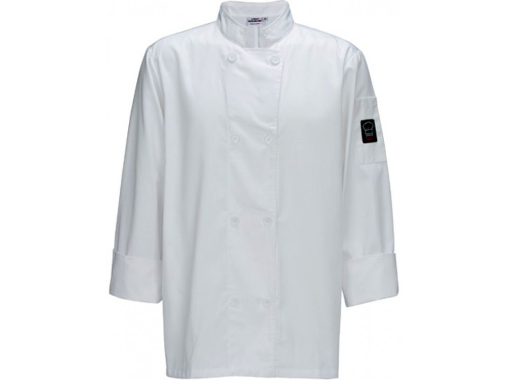 Winco UNF-6WS Small White Men's Tapered Fit Chef Jacket