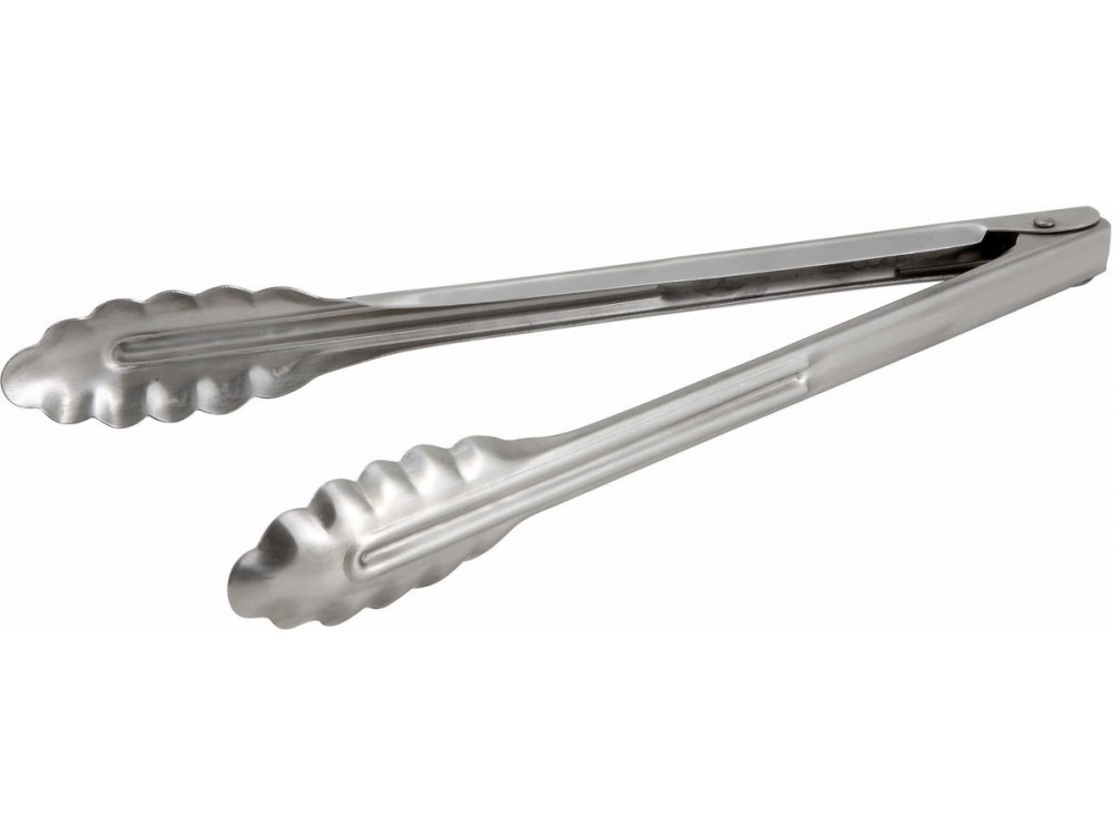 Winco UT-12 Heavyweight 0.9mm 12" Stainless Steel Utility Tong