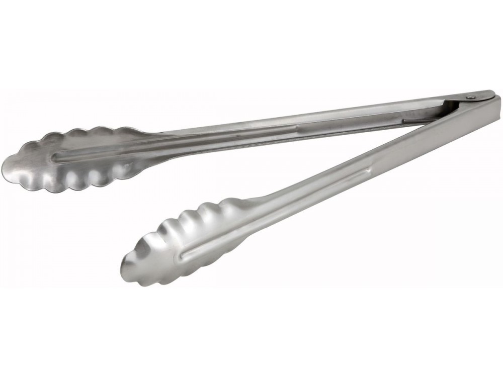 Winco UT-12HT Extra Heavyweight 1.2mm 12" Stainless Steel Utility Tong