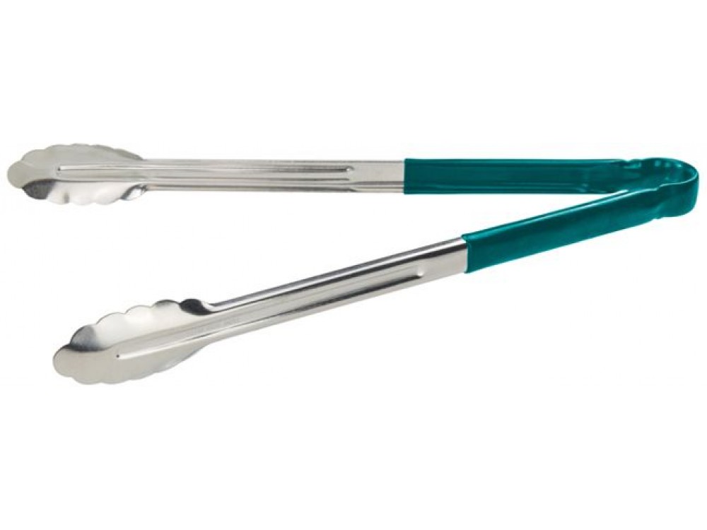 Winco UT-16HP-G 16" Green Plastic Handle Heavy-Duty Utility Tong