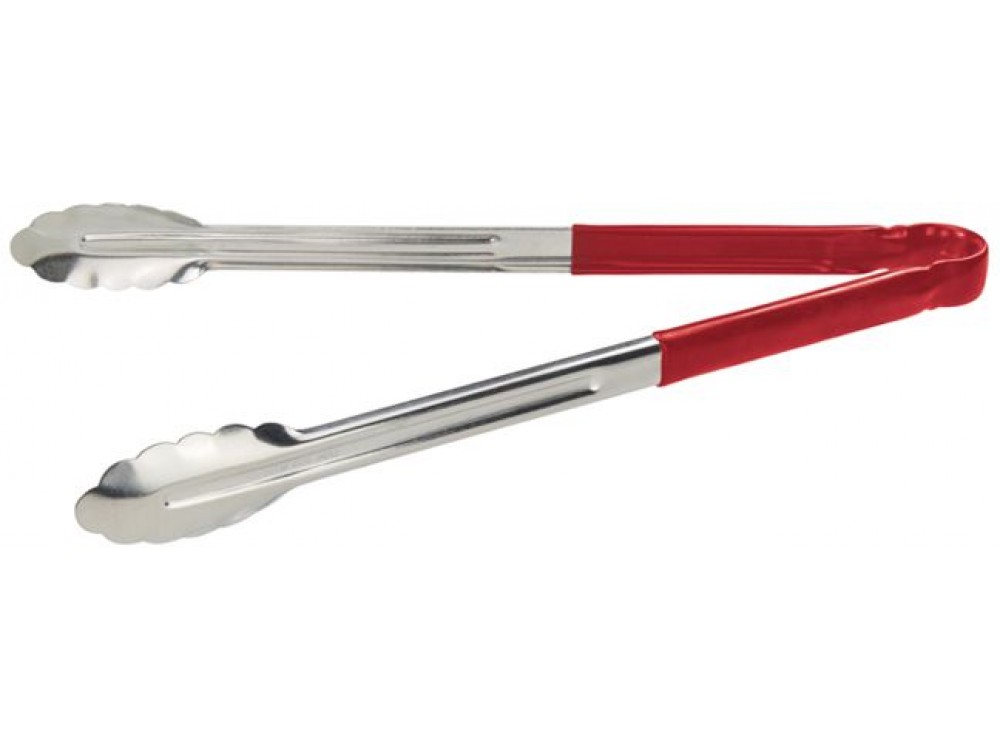Winco UT-16HP-R 16" Red Plastic Handle Heavy-Duty Utility Tong