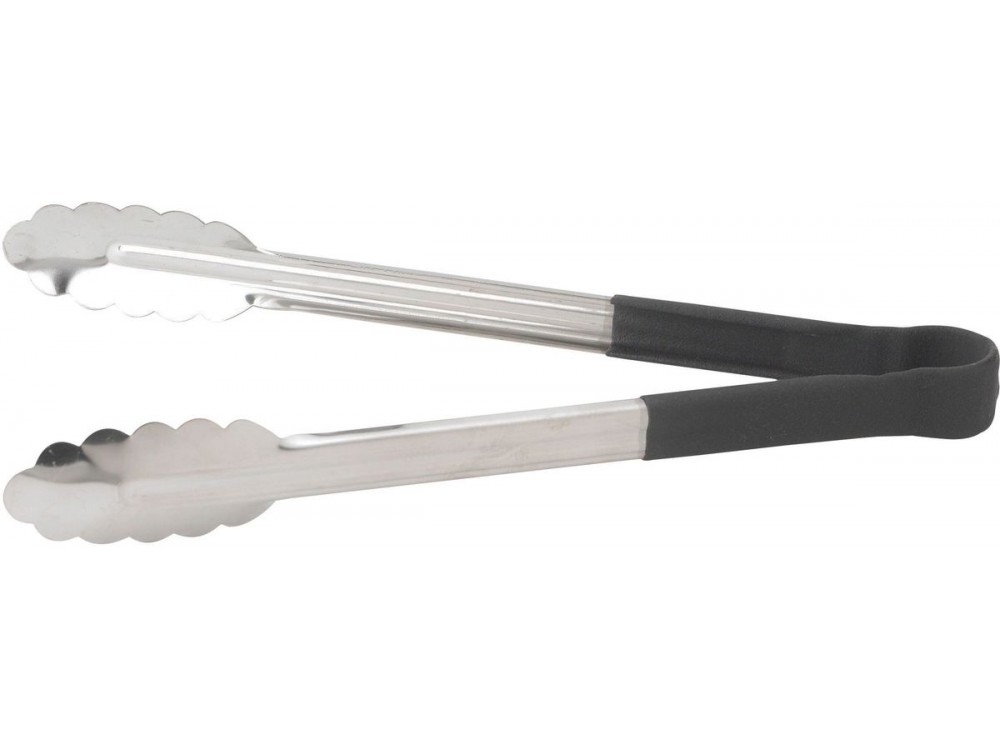 Winco UTPH-12K Polypropylene Handle Black 12" Stainless Steel Utility Tong
