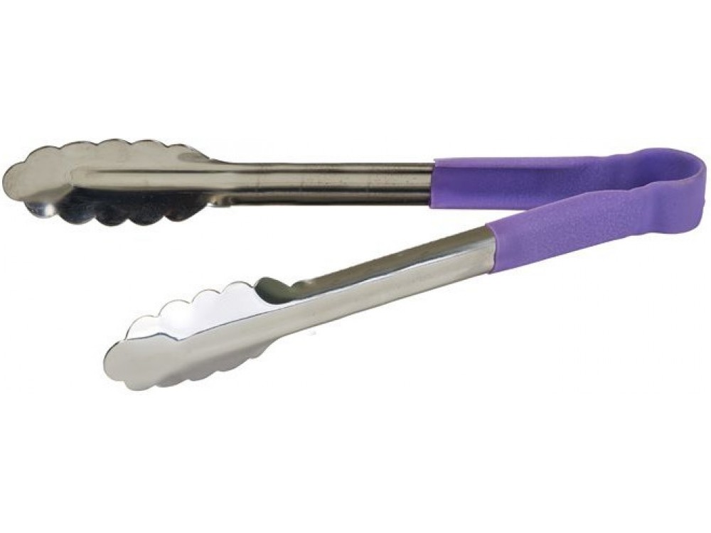Winco UTPH-12P 12" Purple Allergen-Free Stainless Steel Utility Tong