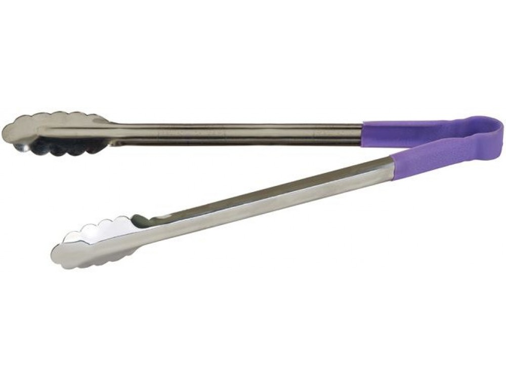 Winco UTPH-16P 16" Purple Allergen-Free Stainless Steel Utility Tong