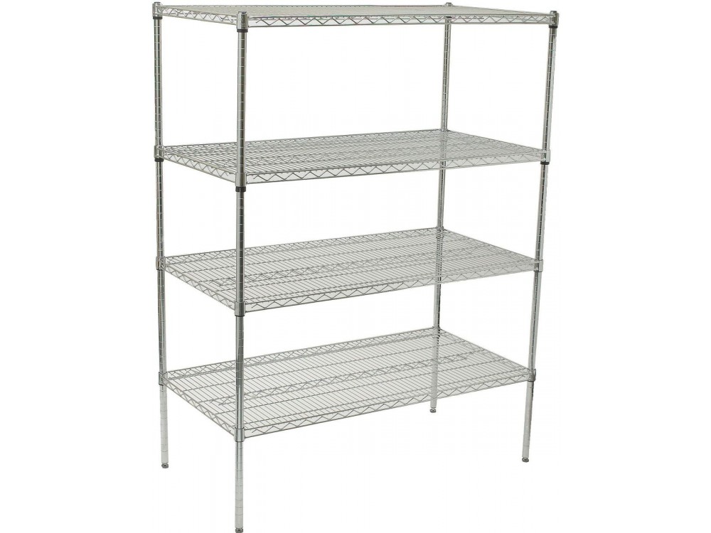 Winco VCS-1848 Chrome Plated 18" x 48" x 72" 4-Tier Wire Shelving Set